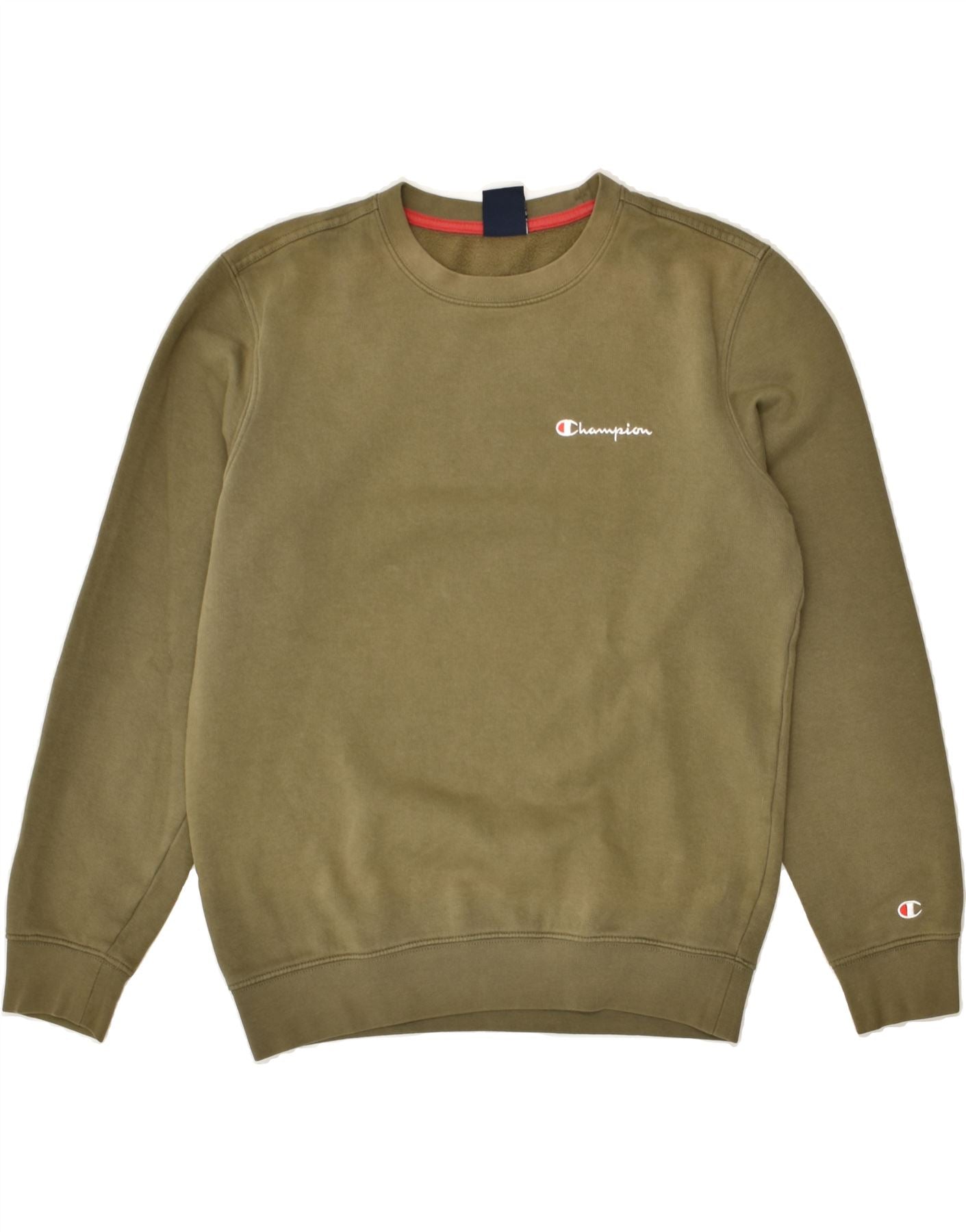 CHAMPION Mens Sweatshirt Jumper Small Khaki Cotton