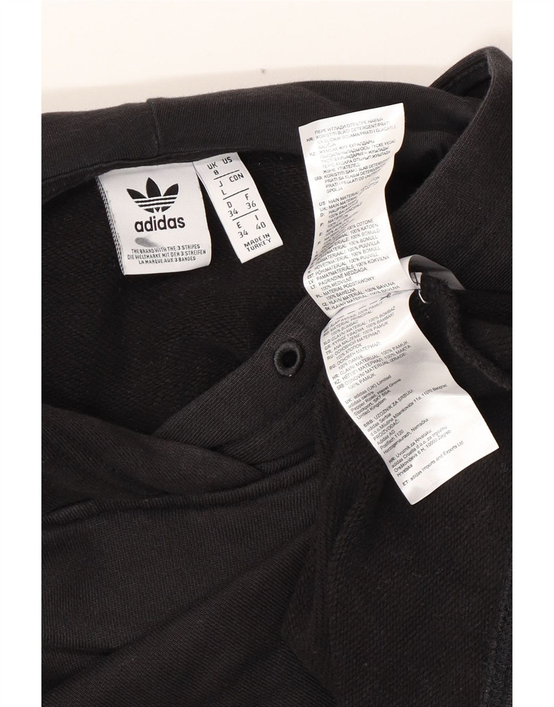 ADIDAS Womens Oversized Crop Hoodie Jumper UK 8 Small Black Cotton
