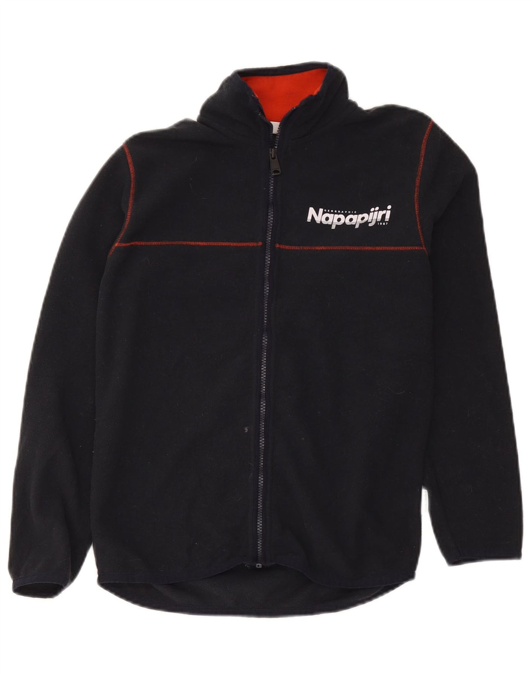 Napapijri Boys Graphic Fleece Jacket 13-14 Years Black Polyester