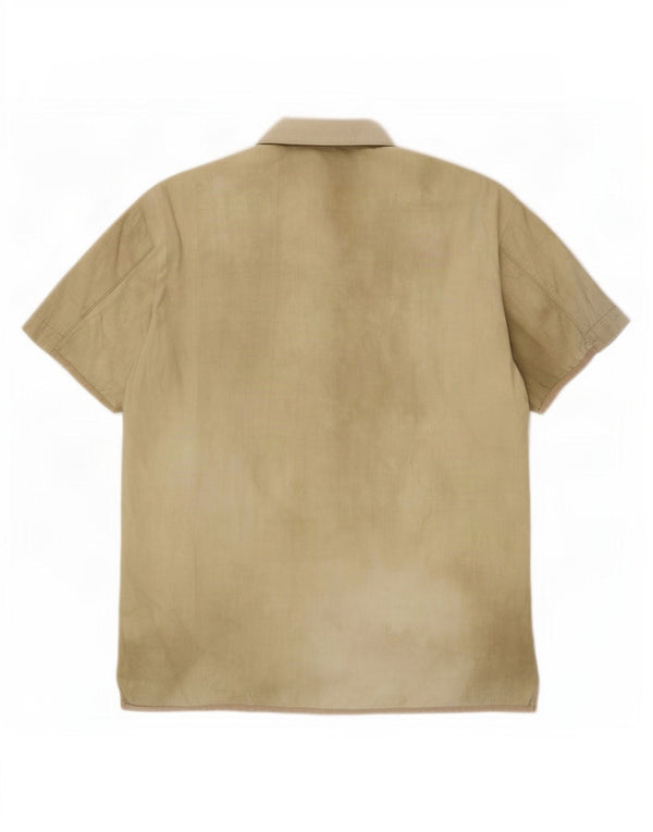 Hugo Boss Mens Short Sleeve Shirt Medium Beige Tie Dye