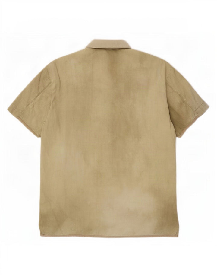 Hugo Boss Mens Short Sleeve Shirt Medium Beige Tie Dye