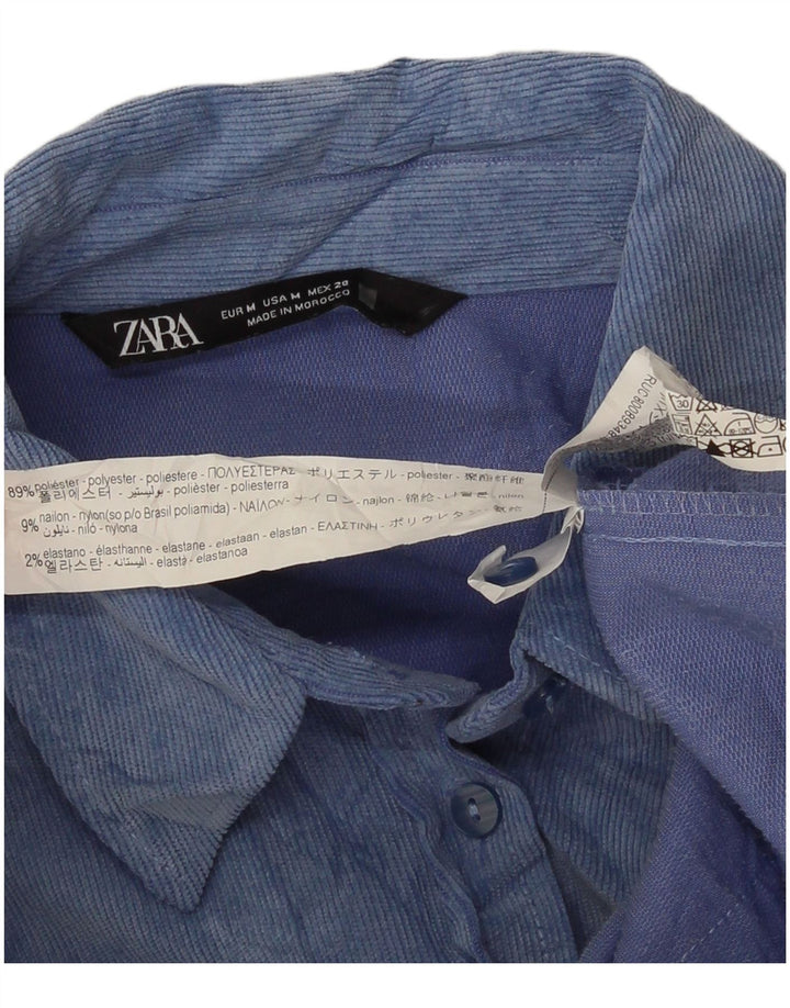 Zara Womens Fleece Shirt UK 14 Medium Blue Tie Dye Polyester