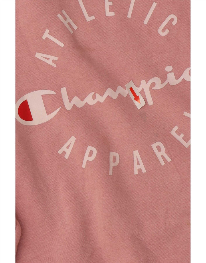 Champion Womens Graphic Sweatshirt Jumper UK 14 Medium Pink Cotton