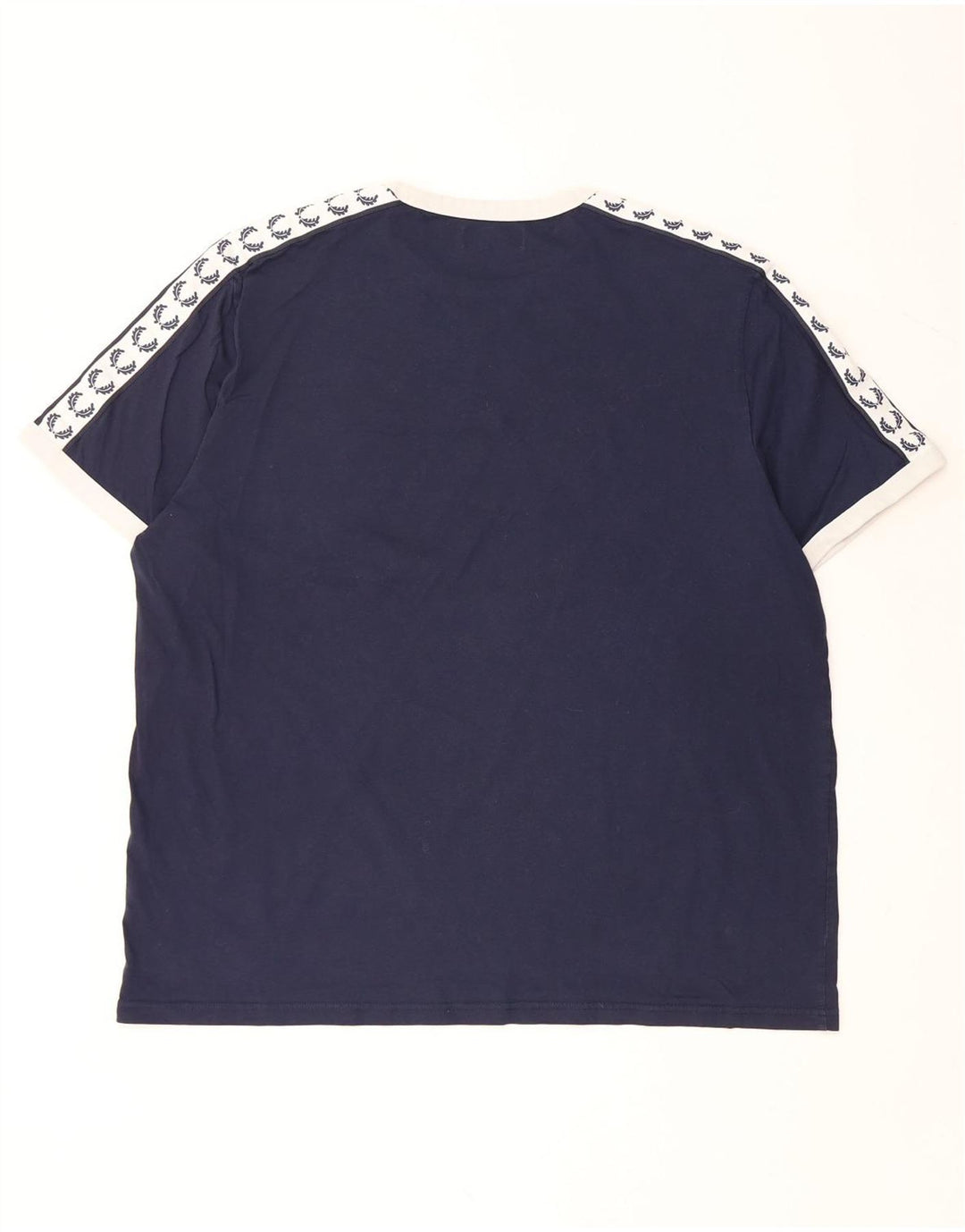 FRED PERRY Mens Graphic T-Shirt Top 3XL Navy Blue Colourblock Cotton