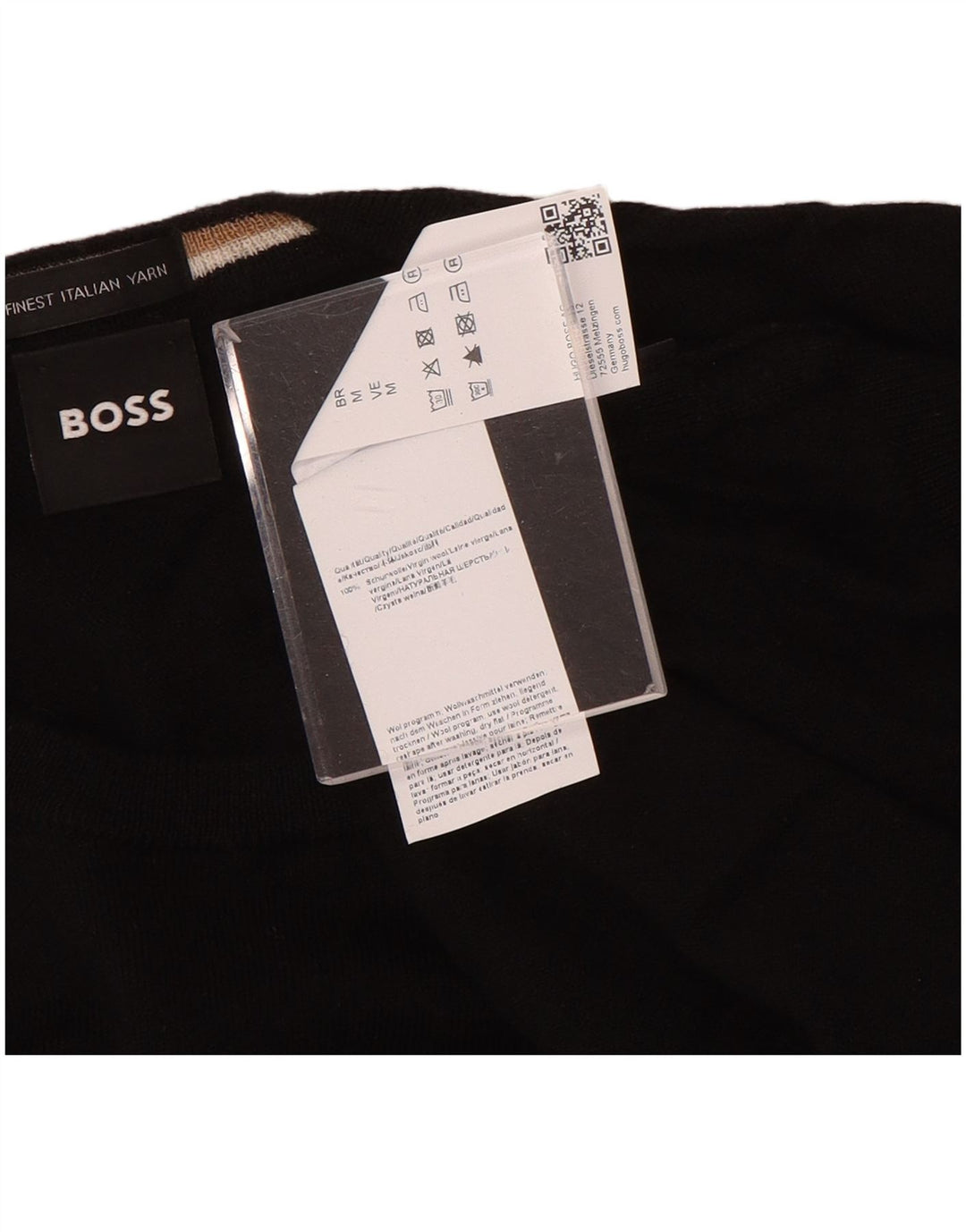 Hugo Boss Mens Crew Neck Jumper Sweater Medium Black Wool
