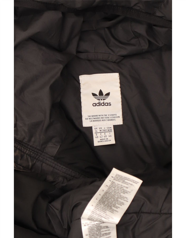 ADIDAS Womens Hooded Padded Jacket UK 14 Medium  Black Polyester