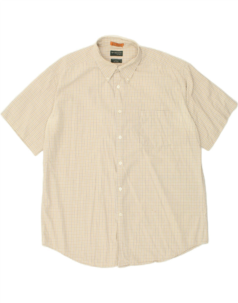 DOCKERS Mens Premium Short Sleeve Shirt XL Beige Check Cotton | Vintage Dockers | Thrift | Second-Hand Dockers | Used Clothing | Messina Hembry 