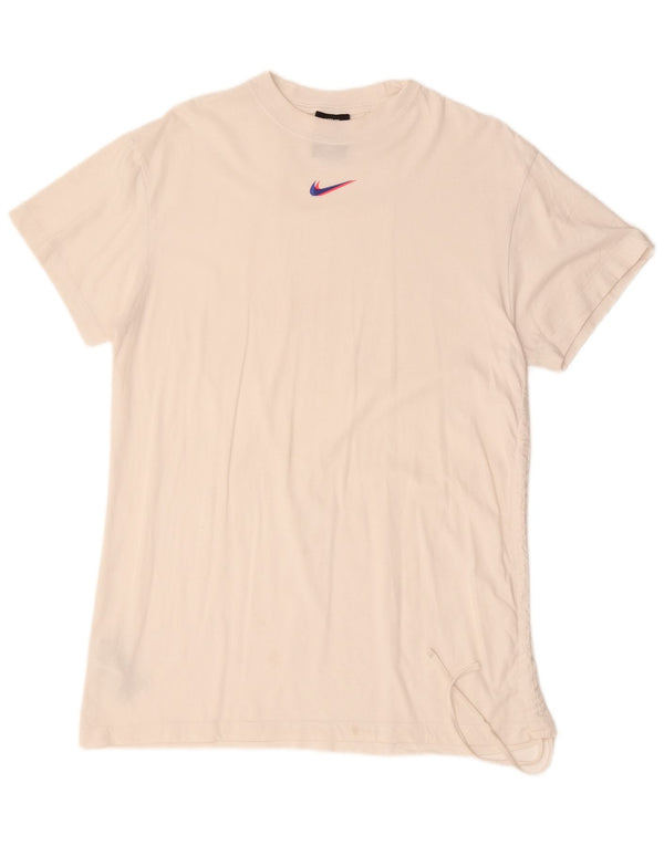 NIKE Womens Loose Fit T-Shirt Top UK 14 Medium White Cotton