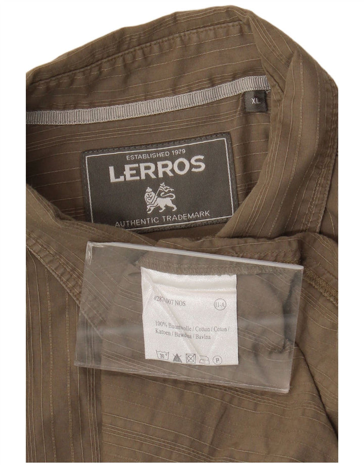 Lerros Mens Shirt XL  Khaki Striped Cotton