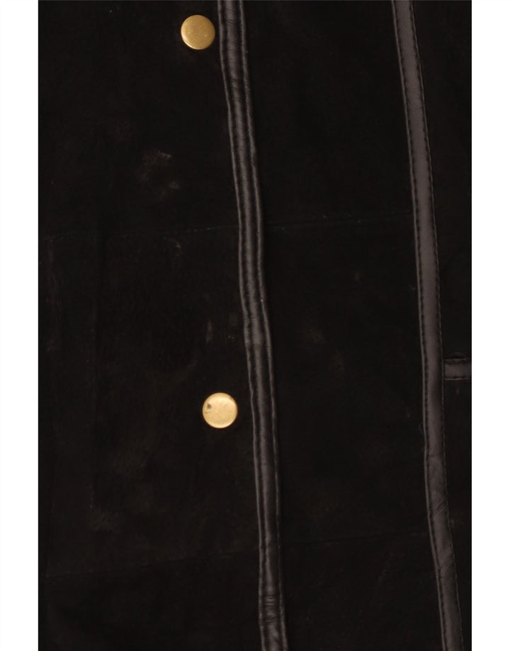 Neuville Womens Suede Jacket UK 26/28 5XL Black Leather