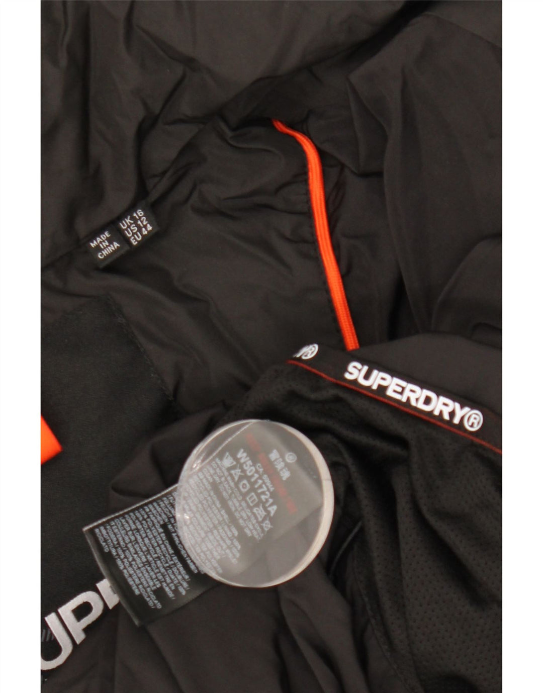 Superdry Womens Crop Hooded Padded Jacket UK 16 Large Black Polyester