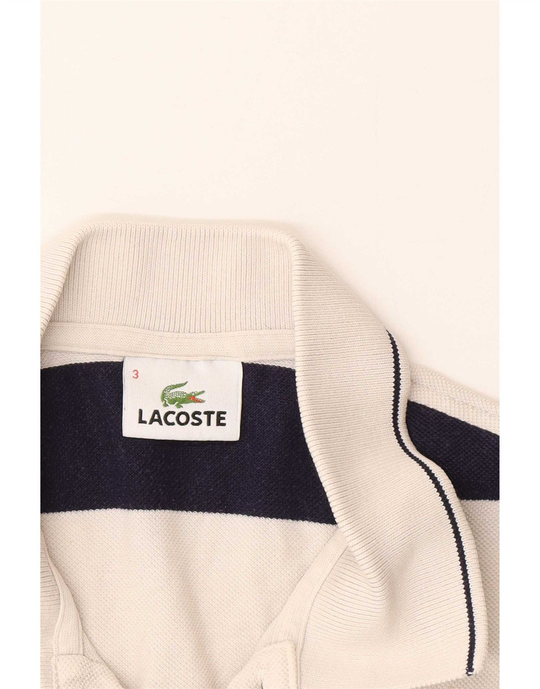 Lacoste Mens Polo Shirt Size 3 Small White Striped