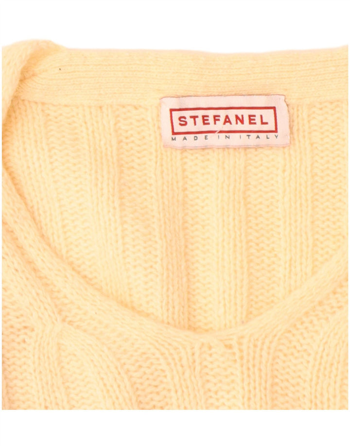 Stefanel Womens V-Neck Jumper Sweater UK 14 Large Yellow