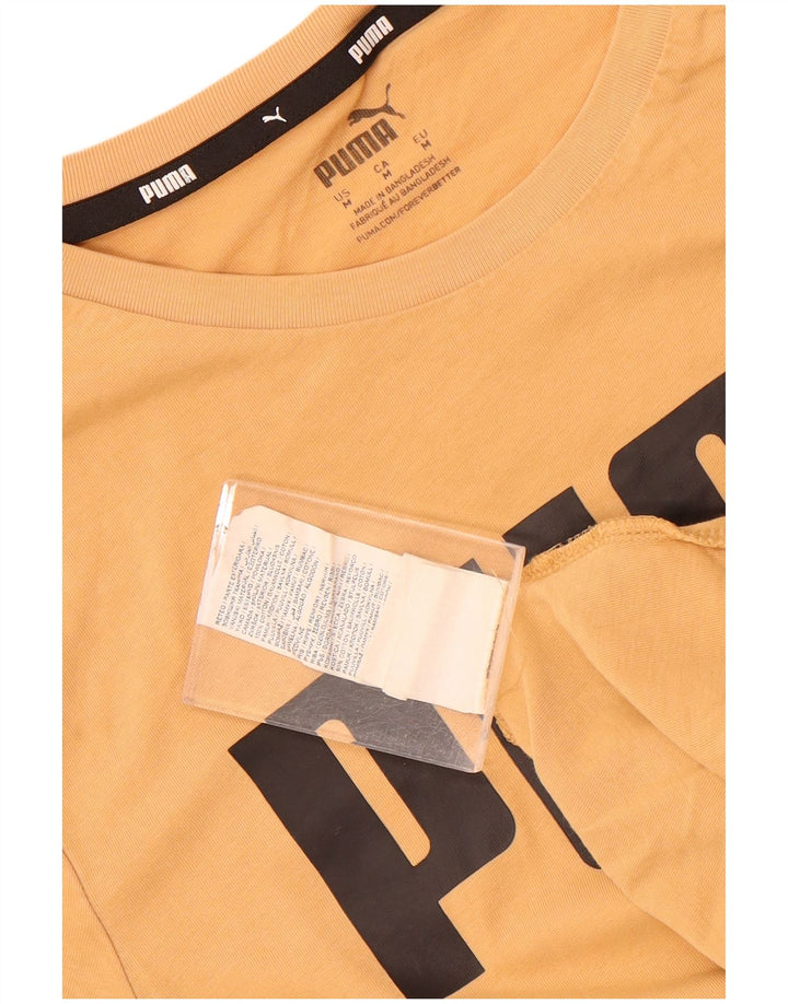 Puma Mens Graphic T-Shirt Top Medium Yellow Cotton