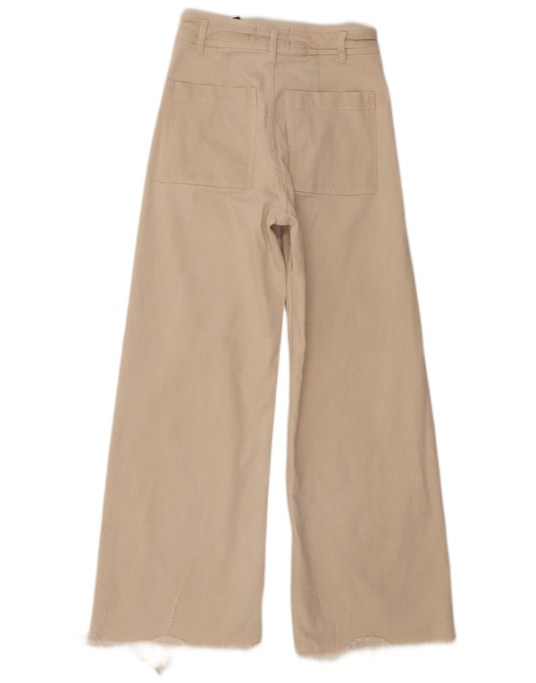 Zara Womens The Marine Wide Leg Casual Trousers EU 36 XS W26 L29 Beige