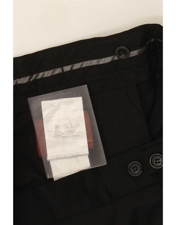 Marks & Spencer Mens Straight Suit Trousers W34 L31 Black Wool