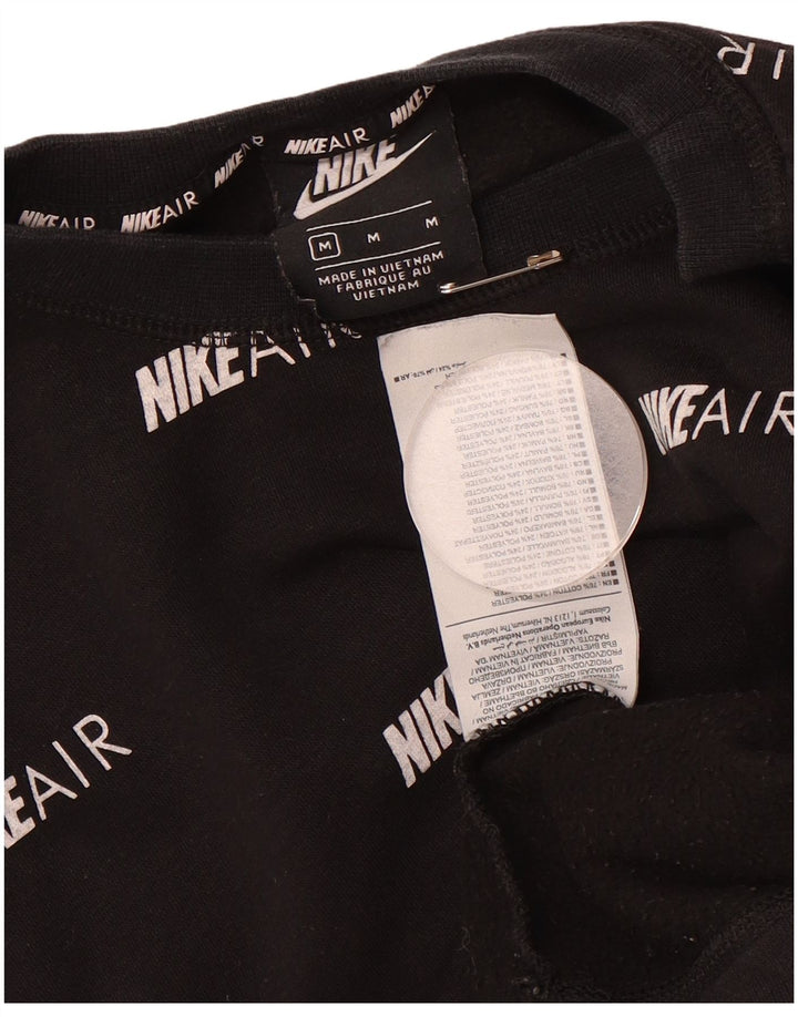 NIKE Womens Air Oversized Crop Graphic Top Long Sleeve UK 14 Medium Black