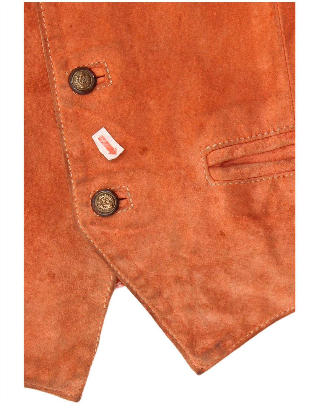 Vintage Mens Suede Waistcoat Small Brown Leather