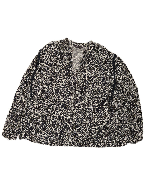 Marks & Spencer Womens Long Sleeve Blouse Top UK 22 3XL Black Animal Print