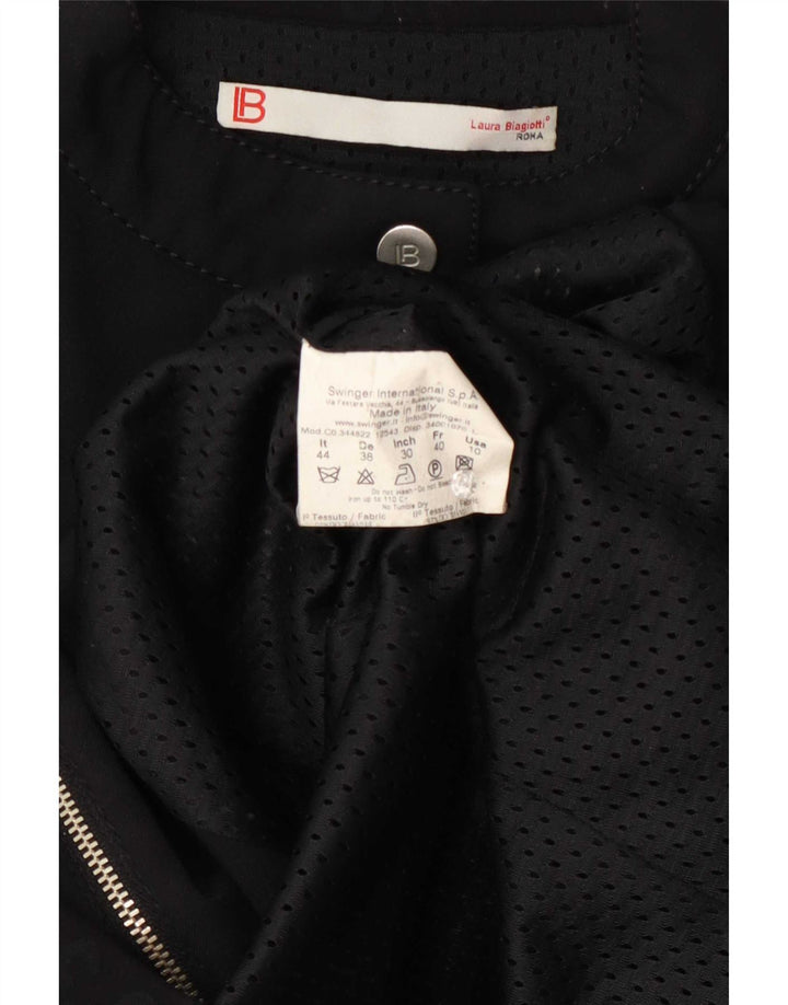 Laura Biagiotti Womens Graphic Rain Jacket IT 44 Medium Black Polyamide
