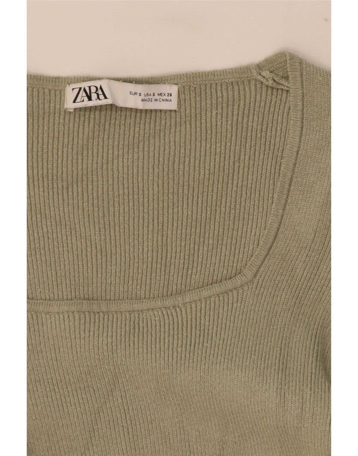 Zara Womens Bodysuit UK 8 Small Green Viscose