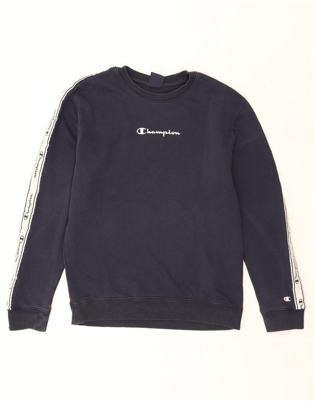 Champion Mens Graphic Sweatshirt Jumper Medium Navy Blue Colourblock Cotton