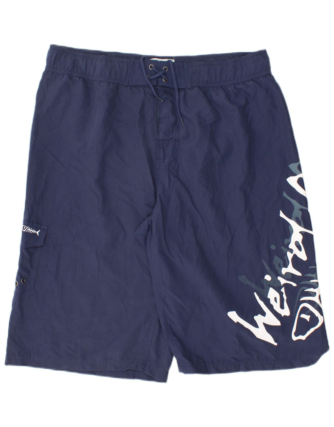 WEIRD FISH Mens Graphic Swimming Shorts XL Navy Blue Polyester
