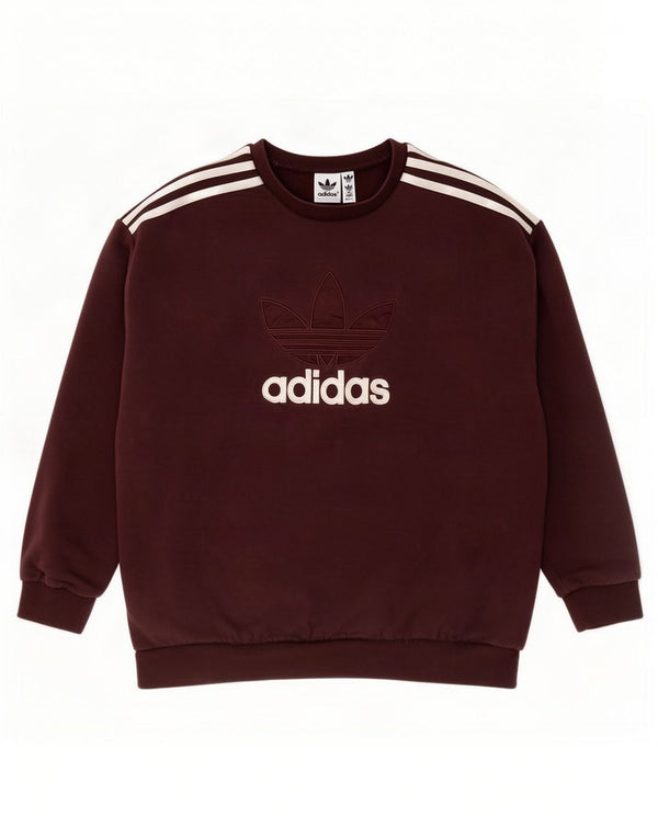 Adidas Womens Graphic Oversized Sweatshirt Jumper UK 12/14 Medium Brown