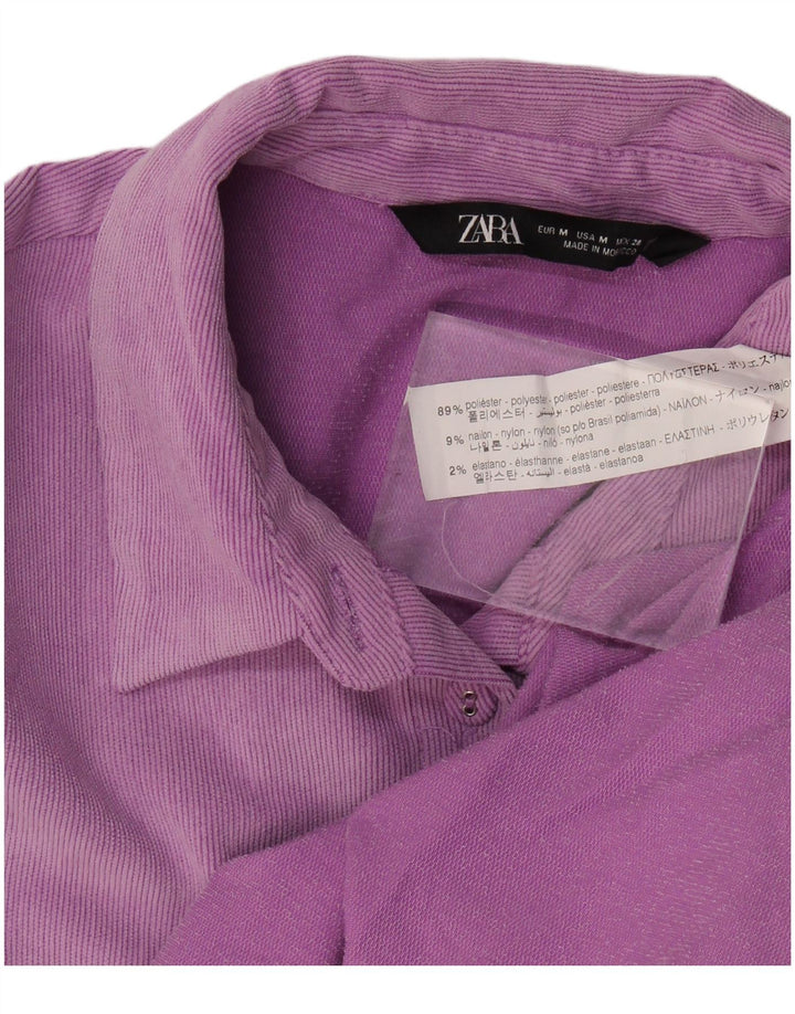 Zara Womens Oversized Corduroy Shirt UK 14 Medium Purple Polyester