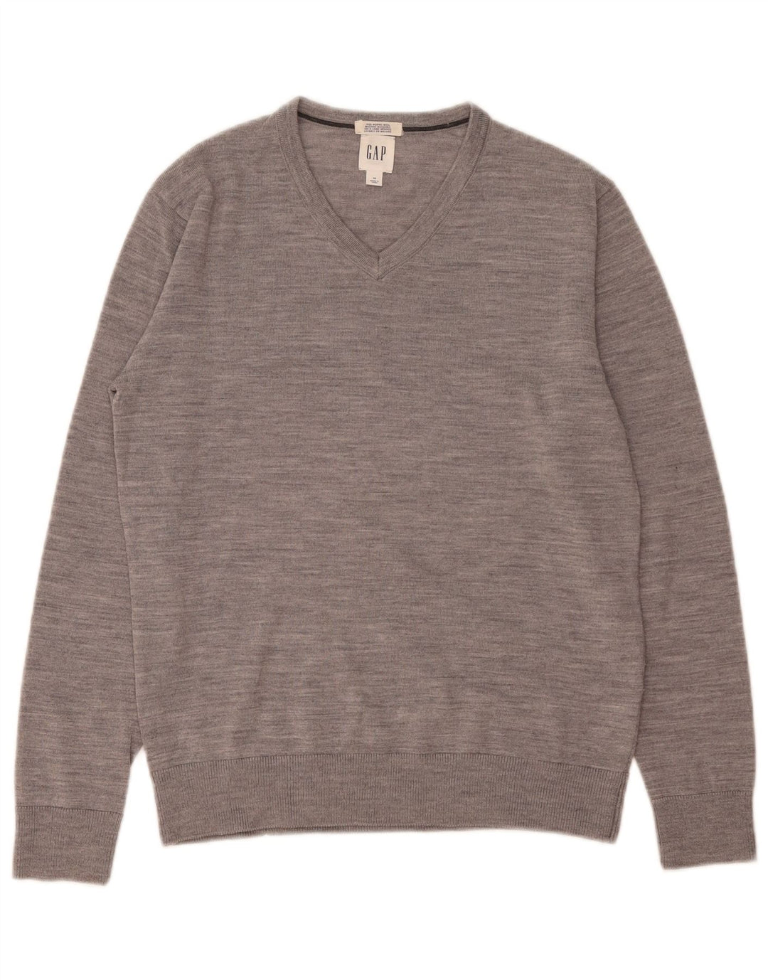 Gap Mens V-Neck Jumper Sweater XS Grey Flecked Cotton