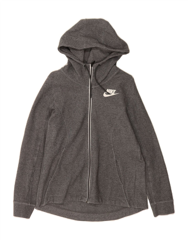 NIKE Mens Graphic Zip Hoodie Sweater Small Grey Flecked Cotton Vintage Nike and Second-Hand Nike from Messina Hembry 
