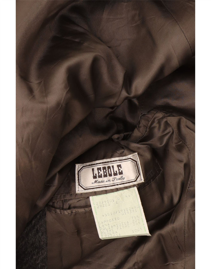 Lebole Mens Overcoat IT 49 Medium Grey Herringbone Wool
