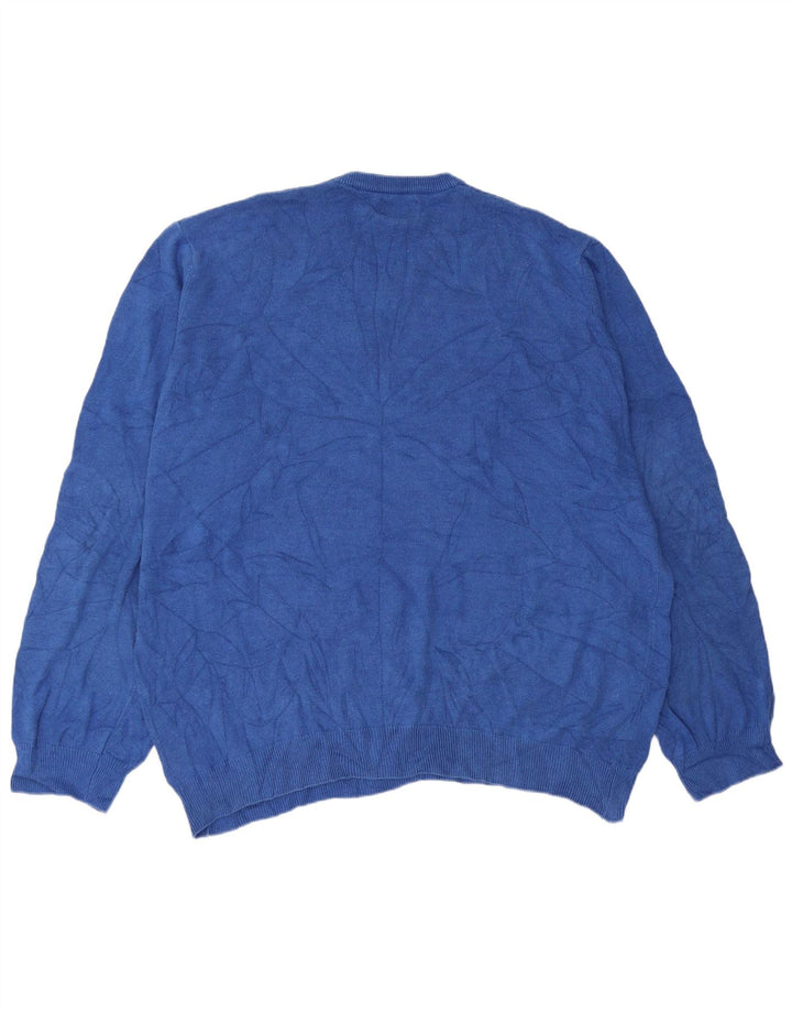 Marks & Spencer Mens V-Neck Jumper Sweater 2XL Blue Cotton