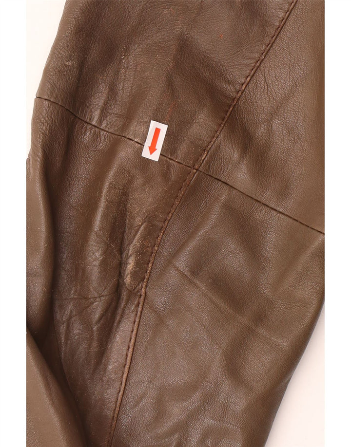 VINTAGE Mens Leather Jacket IT 54 2XL Brown