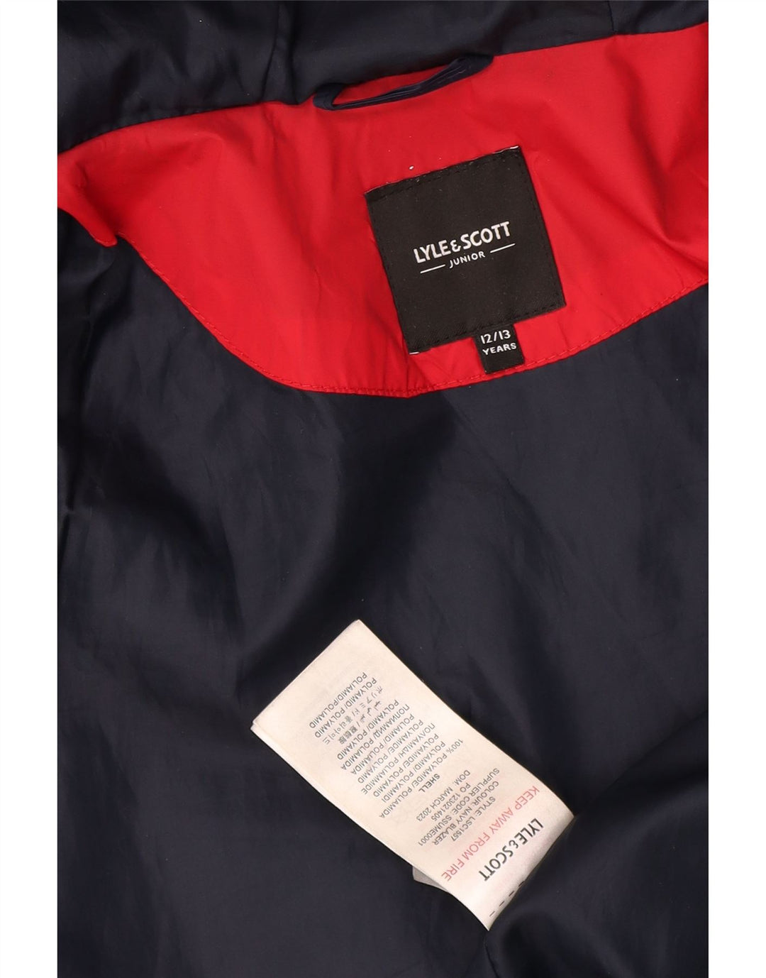 Lyle & Scott Boys Hooded Padded Jacket 12-13 Years Navy Blue Colourblock