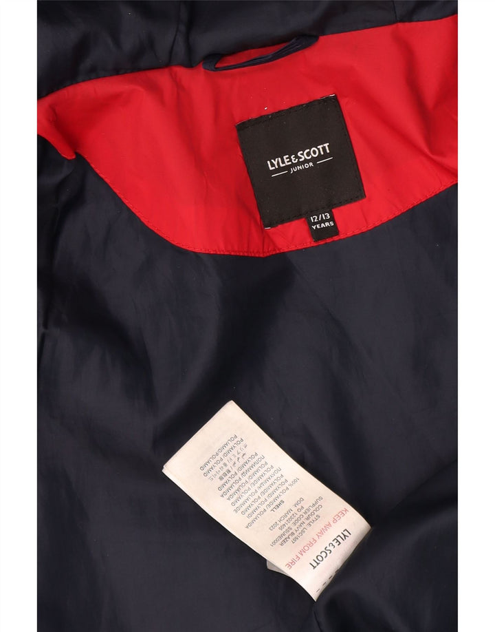 Lyle & Scott Boys Hooded Padded Jacket 12-13 Years Navy Blue Colourblock