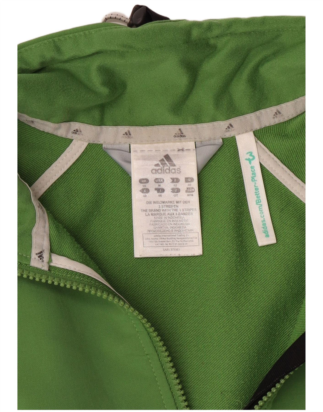Adidas Womens Climalite Tracksuit Top Jacket UK 14 Medium Green Polyester