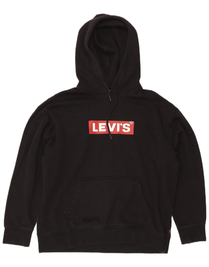 Levi's Mens Standard Graphic Hoodie Jumper Large Black Cotton