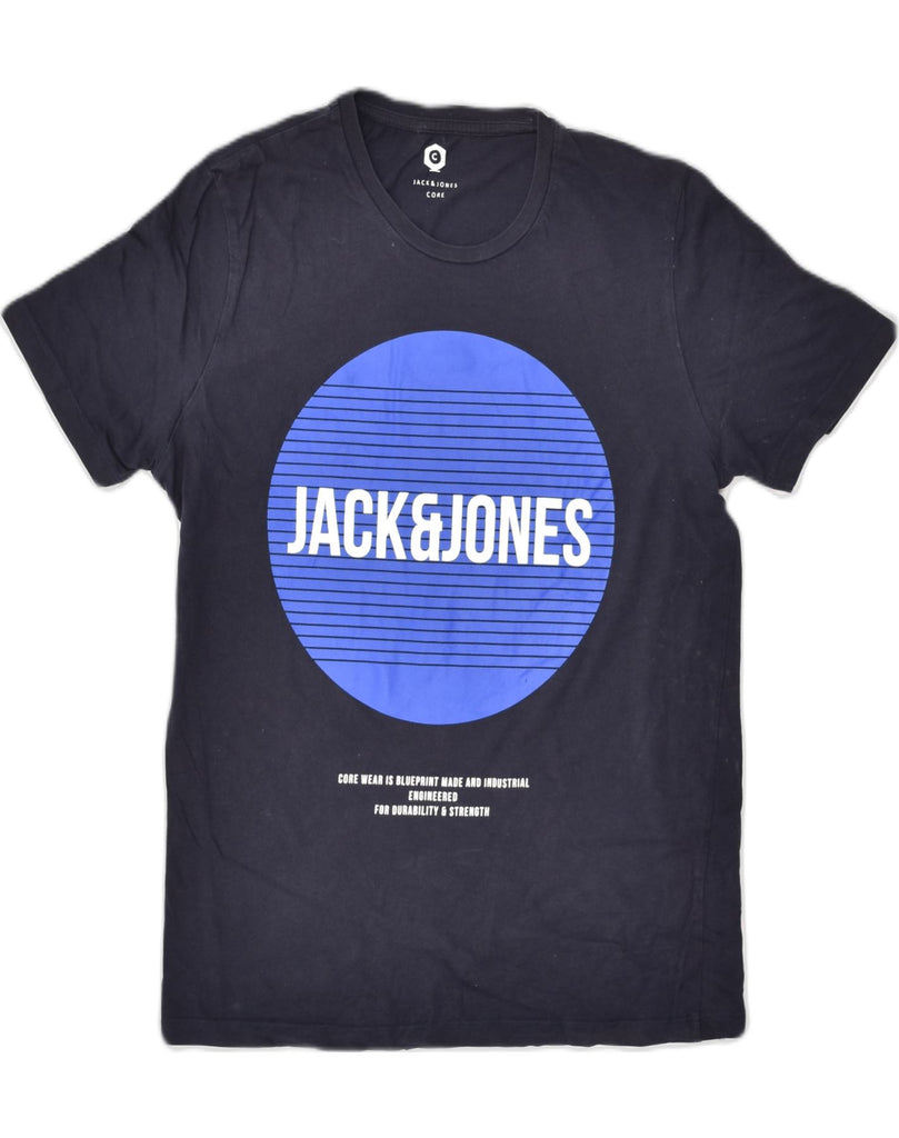 JACK & JONES Mens Graphic T-Shirt Top Medium Navy Blue Cotton | Vintage Jack & Jones | Thrift | Second-Hand Jack & Jones | Used Clothing | Messina Hembry 