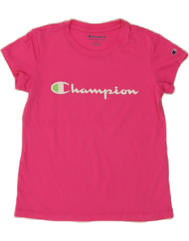 CHAMPION Girls Graphic T-Shirt Top 9-10 Years Medium Pink Vintage Champion and Second-Hand Champion from Messina Hembry 