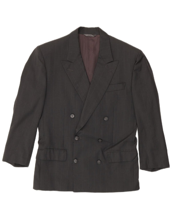 Ted Lapidus Mens Double Breasted Blazer Jacket IT 48 Medium Grey Striped