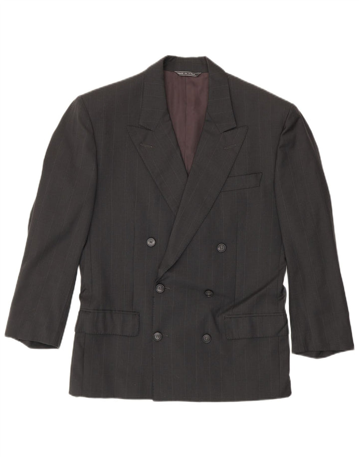 Ted Lapidus Mens Double Breasted Blazer Jacket IT 48 Medium Grey Striped
