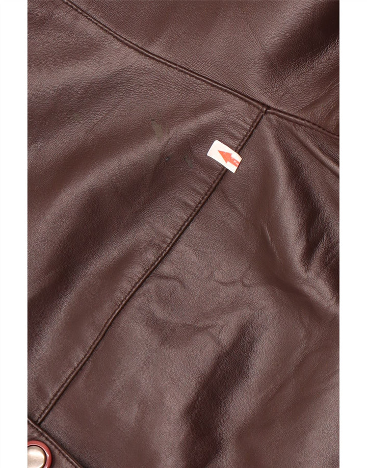 Vintage Womens Leather Coat UK 20 2XL Brown Leather