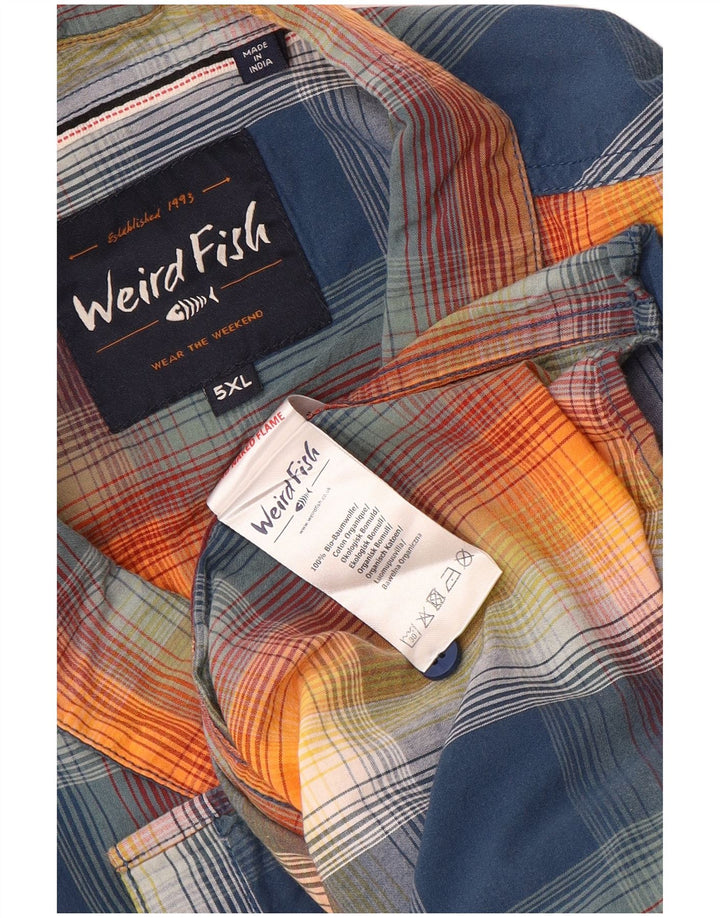 Weird Fish Mens Short Sleeve Shirt 5XL Multicoloured Check Cotton