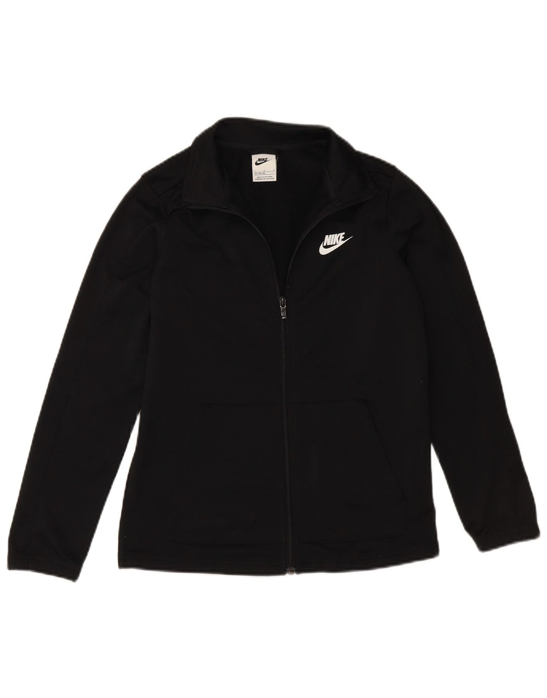 NIKE Girls Tracksuit Top Jacket 12-13 Years Large Black Polyester