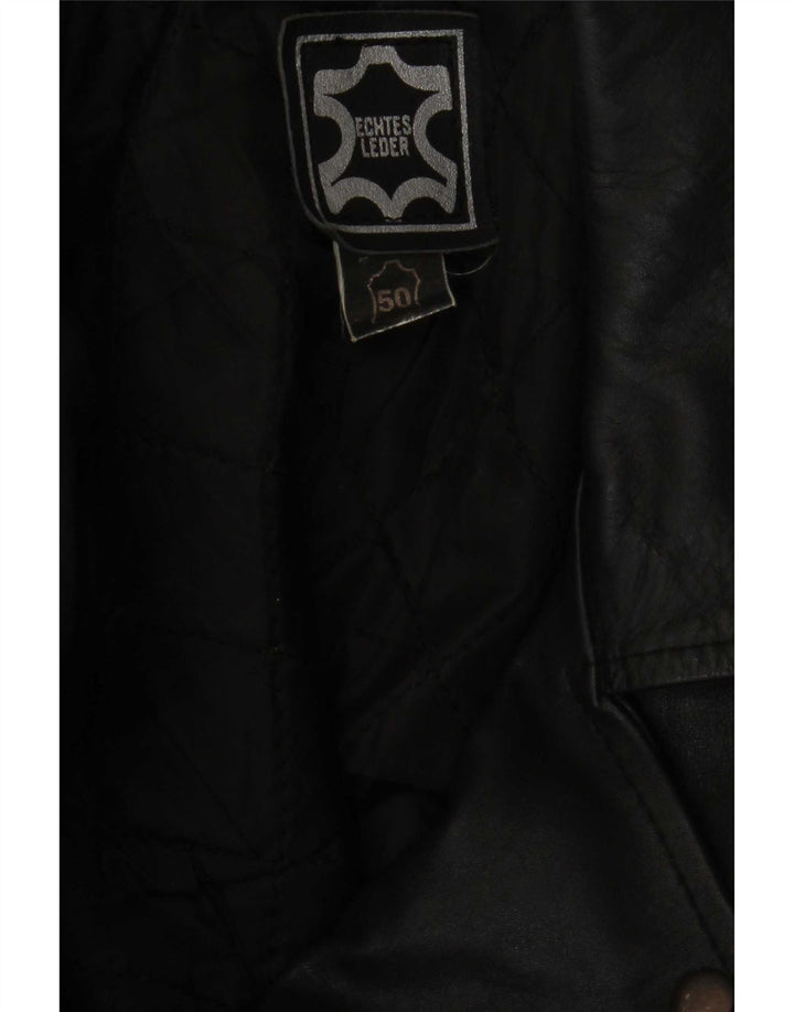 Vintage Mens Military Leather Biker Jacket IT 50 Medium Black