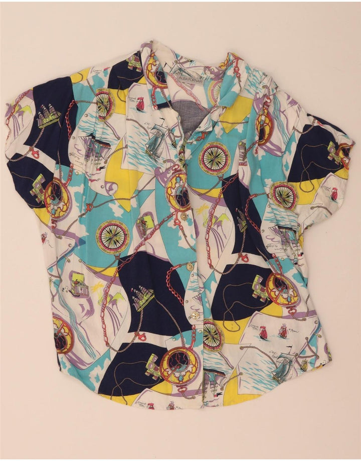 Alba Fornari Womens Abstract Pattern Shirt Blouse UK 14 Large Multicoloured
