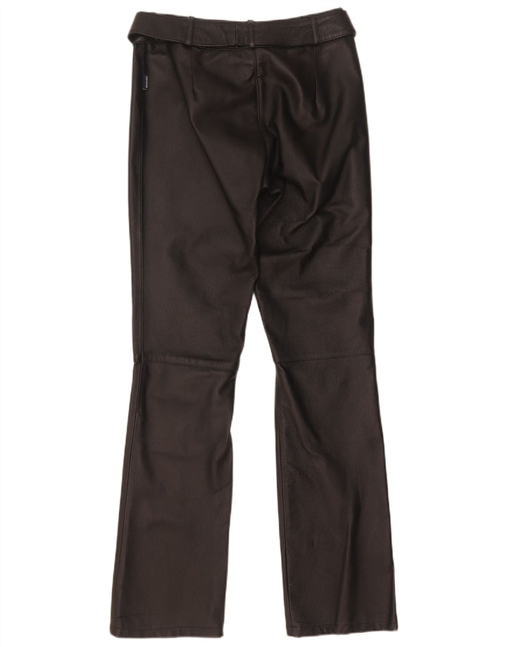 Tom Tailor Womens Bootcut Leather Trousers EU 34 XS W28 L32 Black Leather