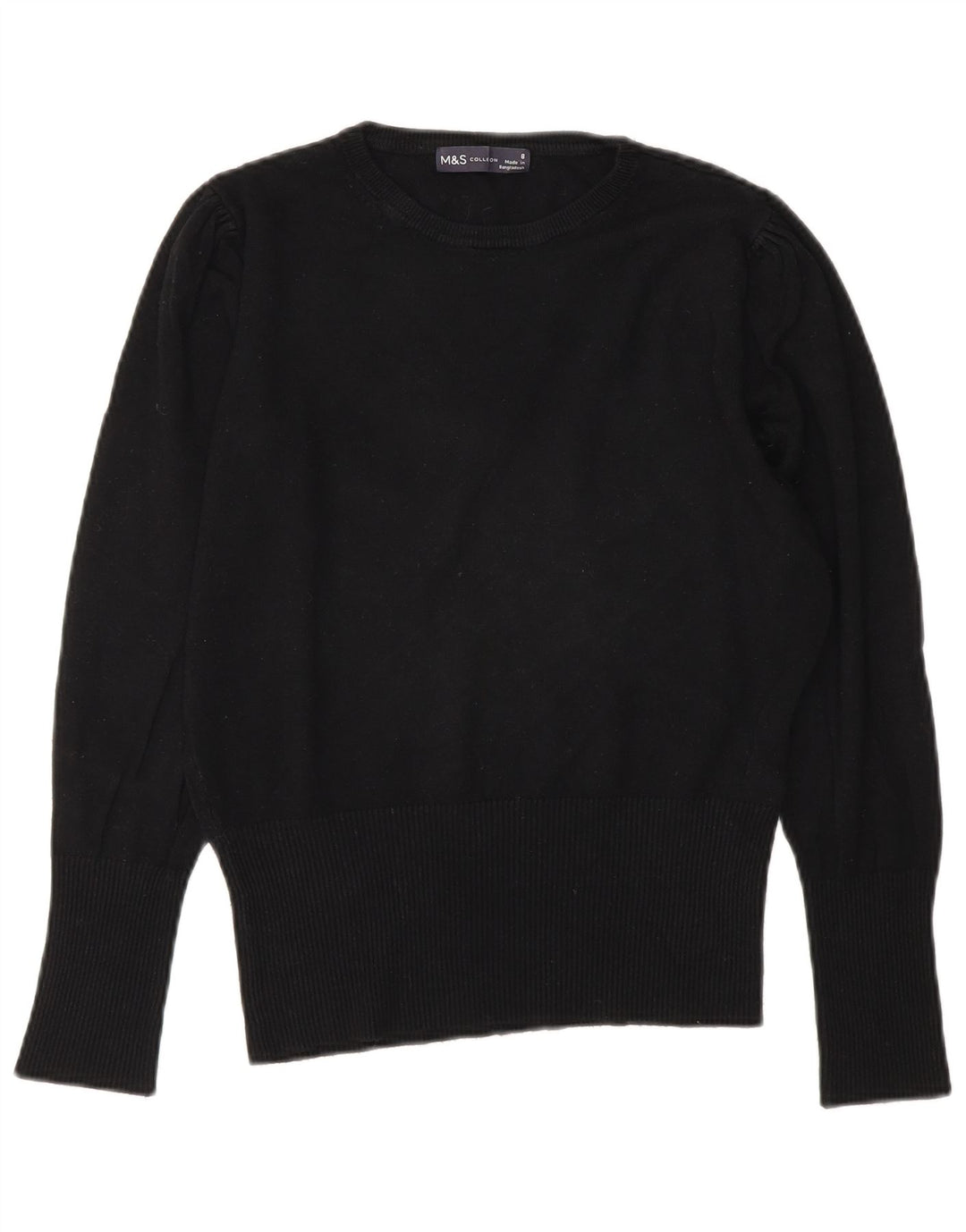 Marks & Spencer Womens Boat Neck Jumper Sweater UK 8 Small Black Viscose