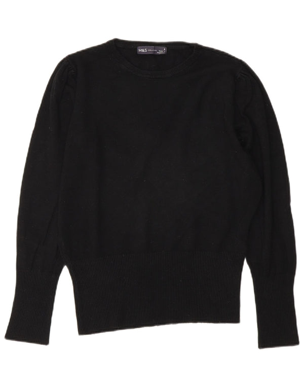 Marks & Spencer Womens Boat Neck Jumper Sweater UK 8 Small Black Viscose